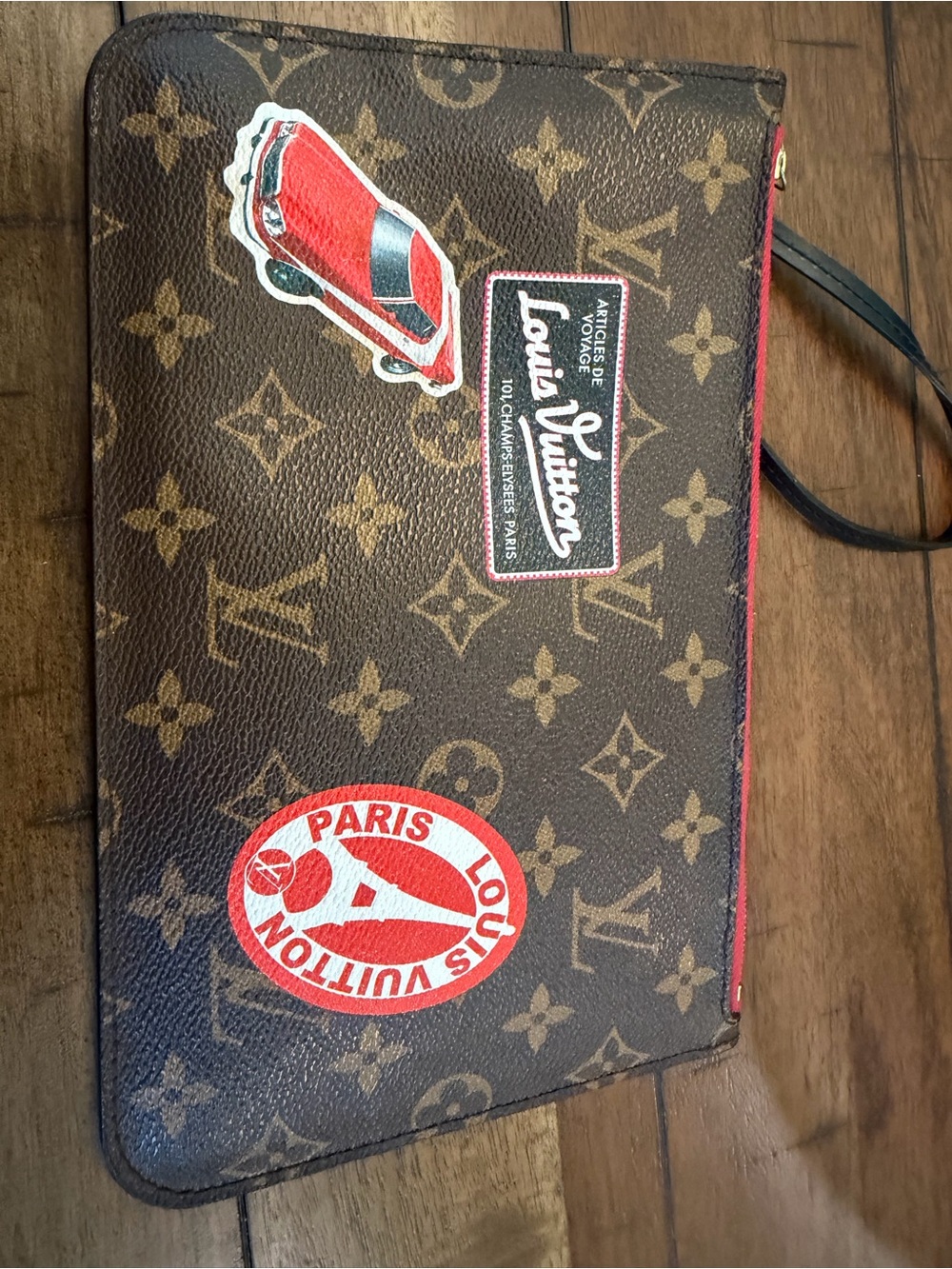 Louis Vuitton limited edition monogram canvas, world, tour patch wristlet